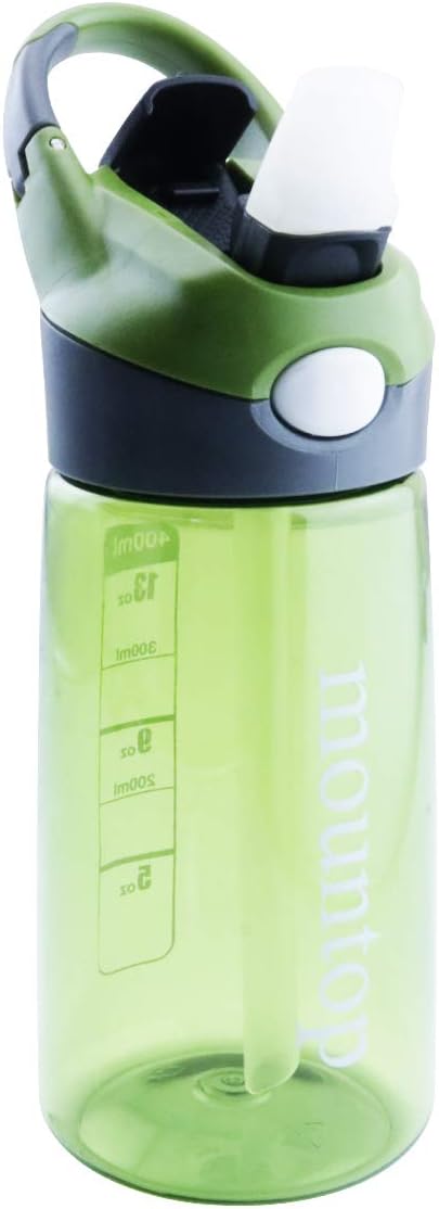 mountop Kids Water Bottle with Silicone Straw and Handle, Easy Use for Girls and Boys, BPA-free Water Bottle for Kids 14oz 400ml