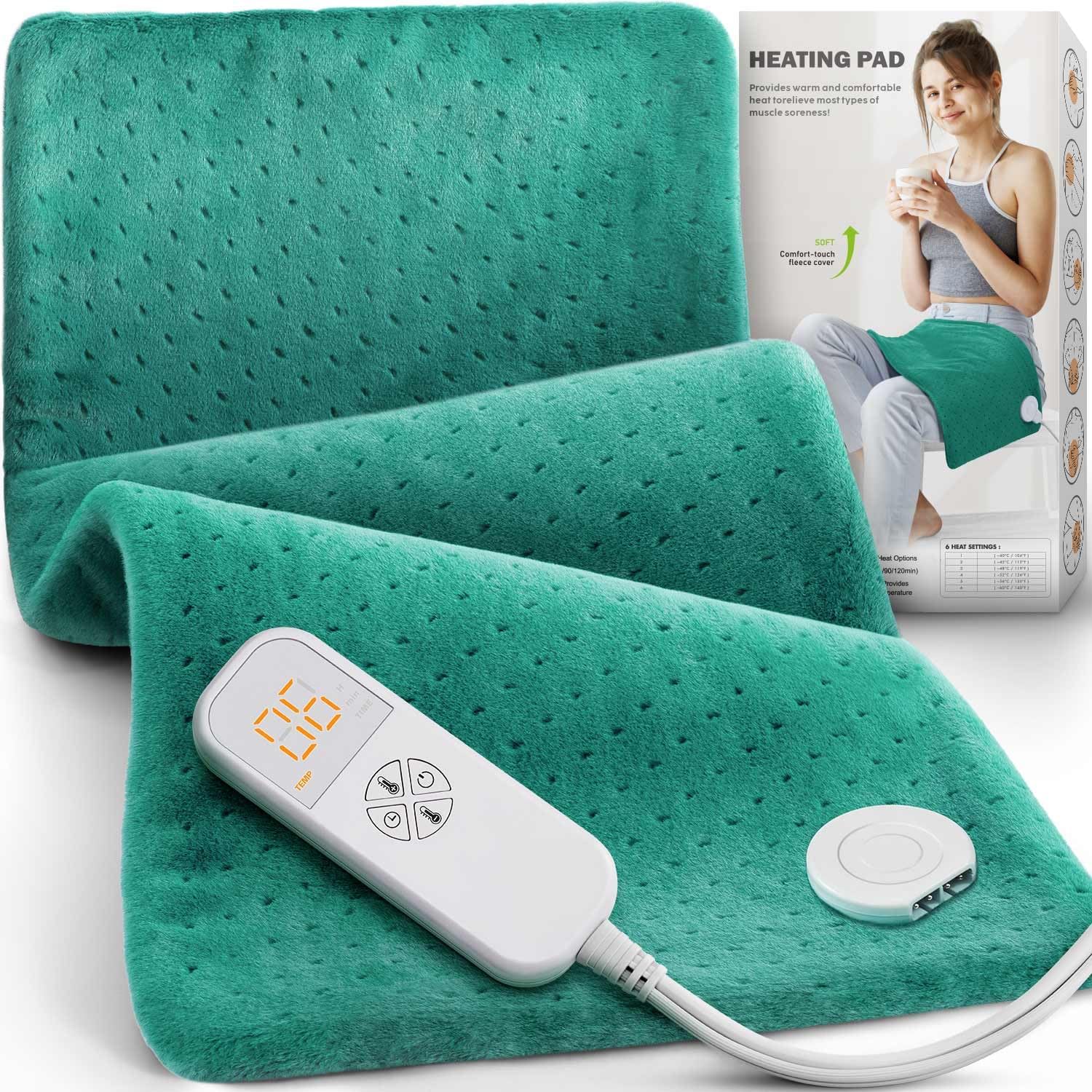 Heating Pad for Back Pain & Cramps - Ultimate Pain Relief & Versatile Gift for Women, Men, Dad, Mom - Ideal for Christmas, Father' Day, Mother' Day - Soft Machine Wash Fabric, King Size 12x24