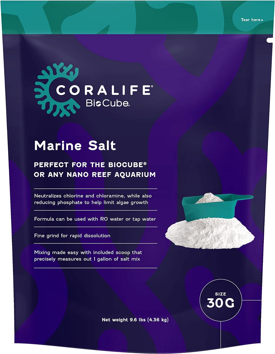 Coralife BioCube Aquarium Fish Tank Marine Salt, 30 Gallon