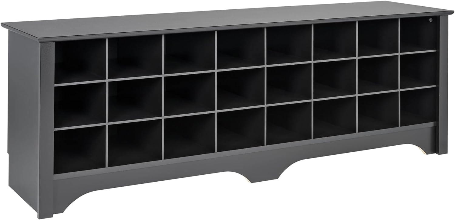 Prepac 24 Pair Shoe Storage Cubby Bench, Black