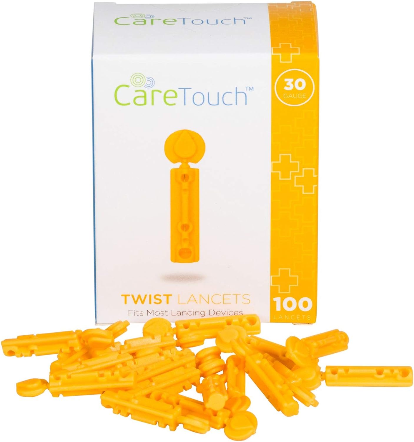 Care Touch Twist Top Lancets 30 Gauge, 100 Lancets, Shape, (Pack of 100)