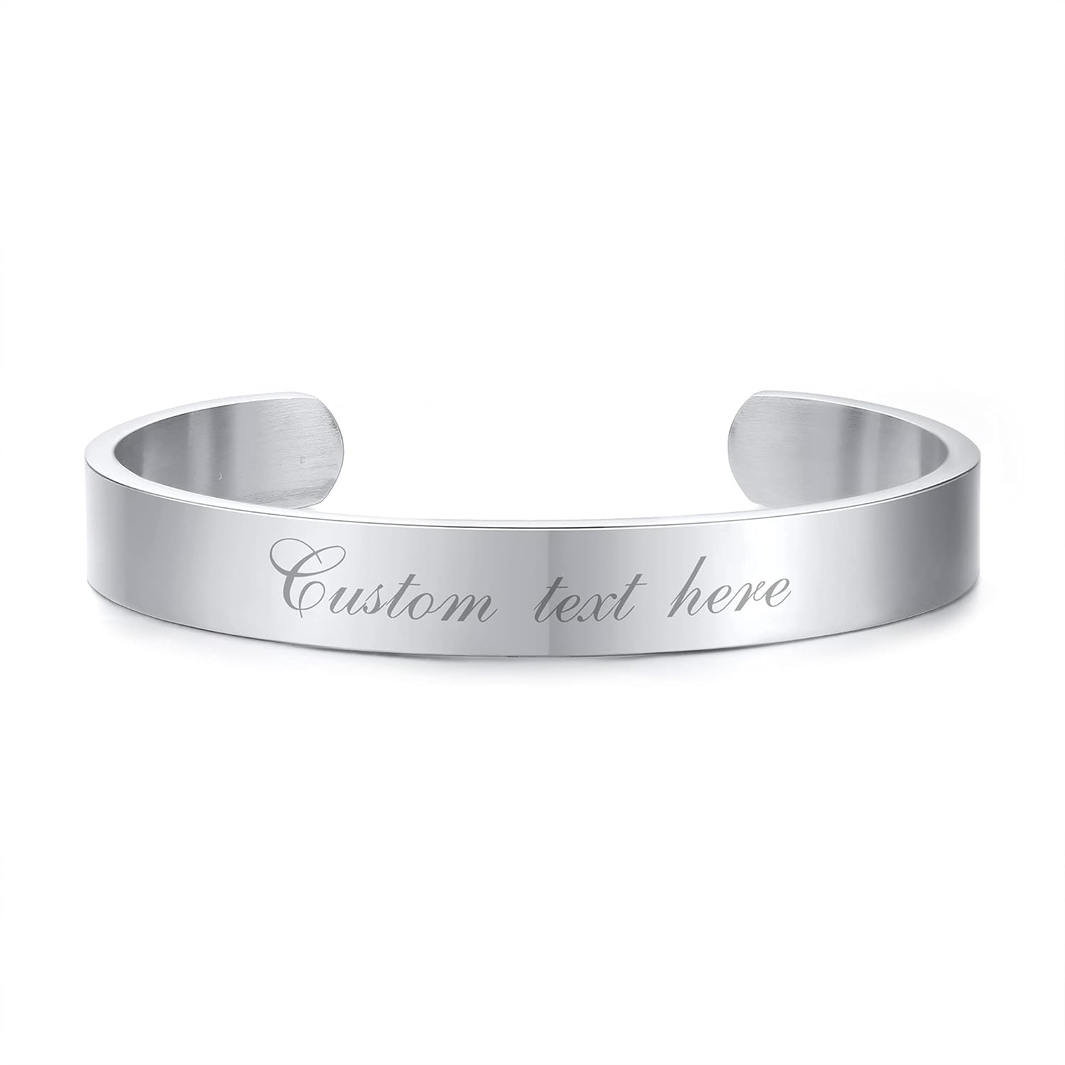 MEALGUET Personalized Cuff Bangle Bracelet : Polished Stainless Steel Various Inspirational Quote Bracelets Free Custom Engrave Name Mantra Text Minimalist Open Bangle Cuff for Men Women Girl Boy