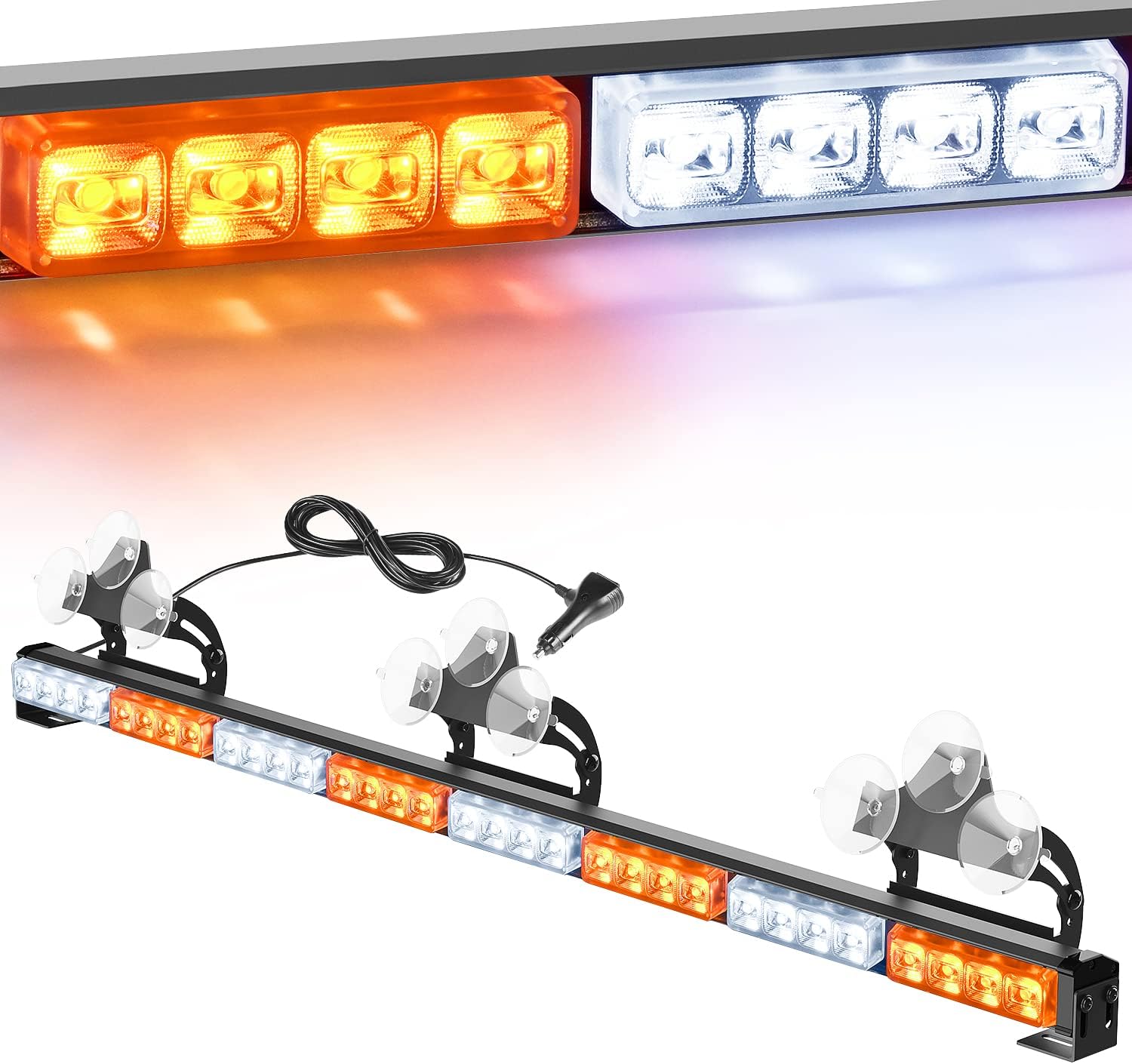 Nilight Traffic Advisor Emergency Strobe Light Bar 35Inch 32LED 21 Flash Patterns Directional Safety Warning Lights with Cigar Lighter on Trucks Police Cars Construction Vehicles, 2 Years Warranty