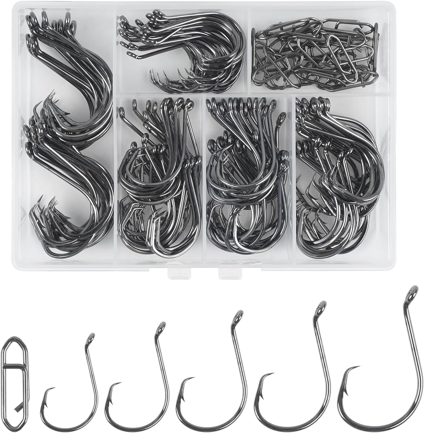 Circle Hooks Saltwater Fishing Hooks 2X Strong Offset Circle Hooks Black High Carbon Steel Catfish Fishing Hooks Freshwater Fish Hooks