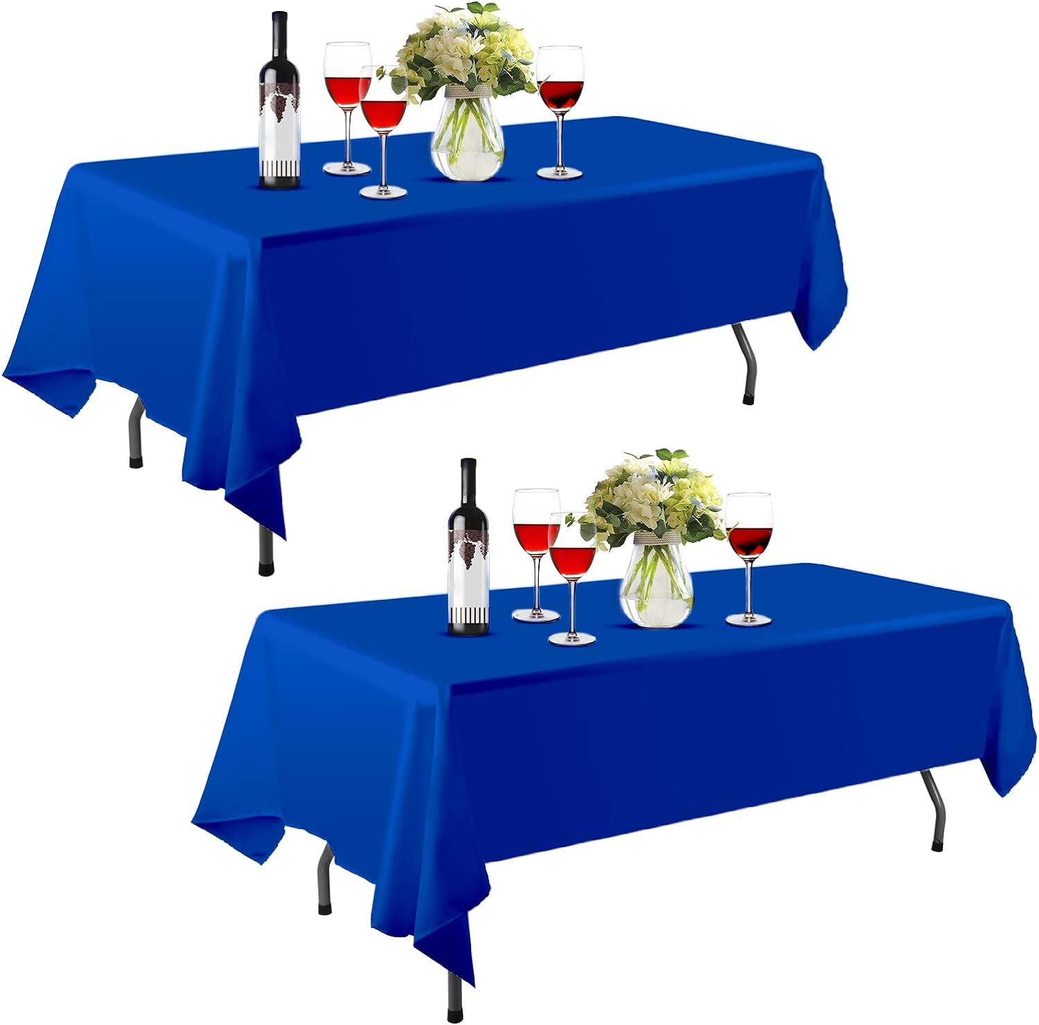 EMART Rectangle Tablecloth, 60 x 102 inch Blue Table Clothes for 6 Foot Rectangle Tables in Polyester Fabric for Dining Party Wedding (2 Pack)