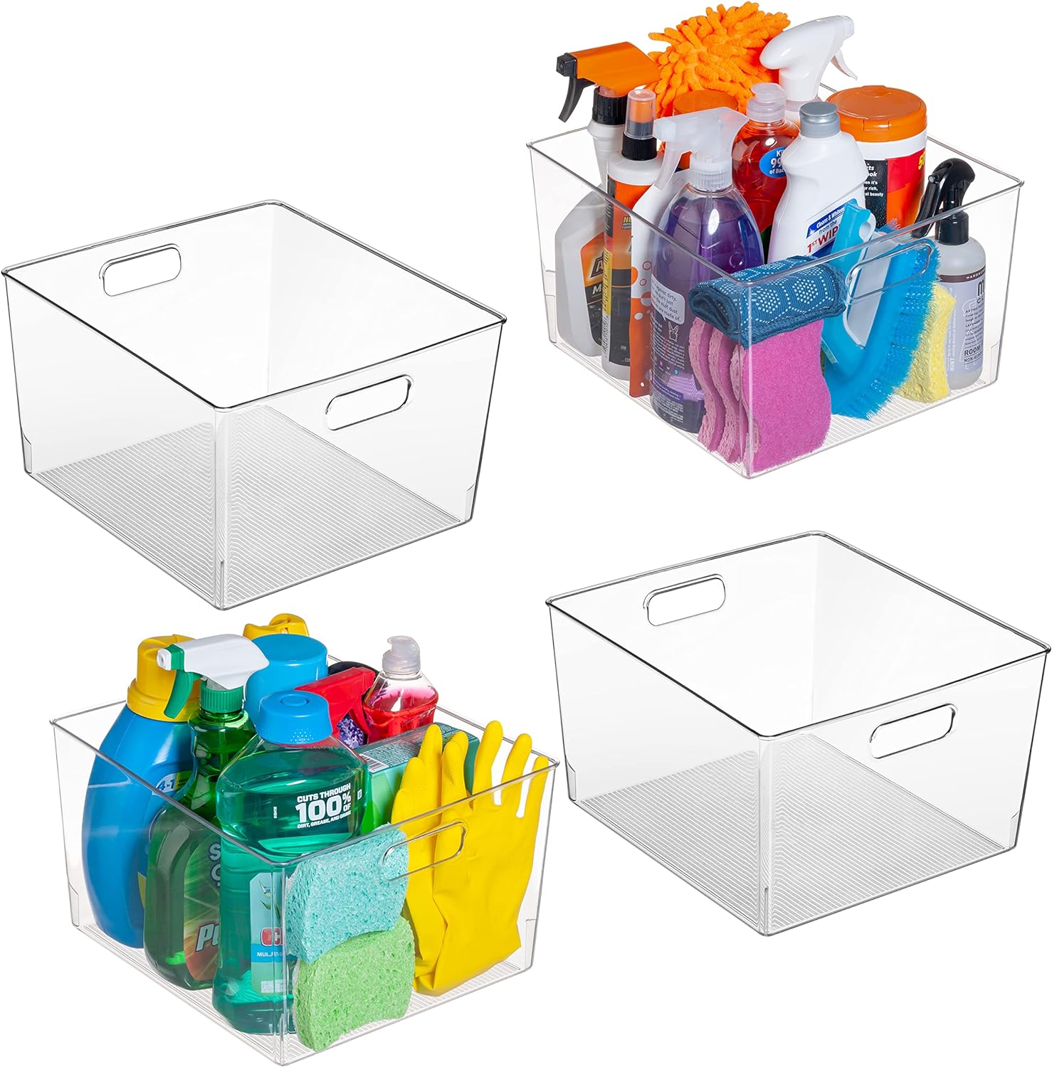 ClearSpace Plastic Storage Bins  XL 4 Pack Perfect Kitchen Organization or Pantry Storage  Fridge Organizer, Pantry Organization and Storage Bins, Cabinet Organizers