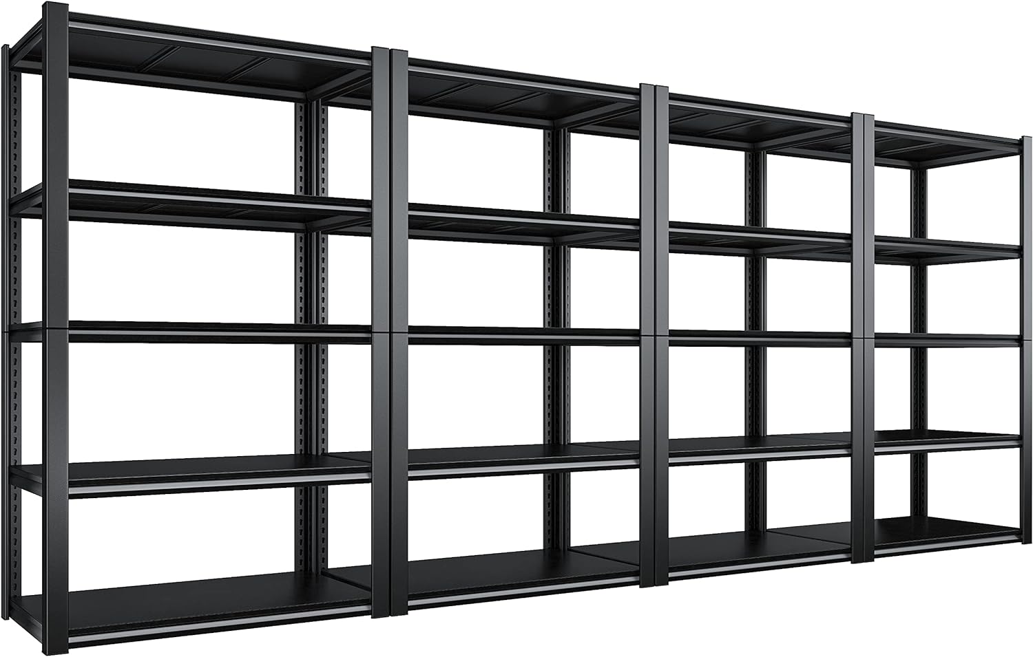 Raybee Garage Shelving Heavy Duty 2000LBS Storage Shelves 5 Tier Adjustable Shelving Unit Metal Shelves for Storage Garage Storage Shelves for Pantry Kitchen Basement Warehouse, 4 Pack, Black