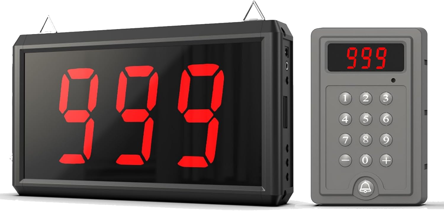 ChunHee Wireless Queue Calling System-Restaurant Speaker System-Take a Number Display Server Paging System-Number Broadcast Management System with 3 Digits Display for Hospital/Clinic/Food Truck/Bank