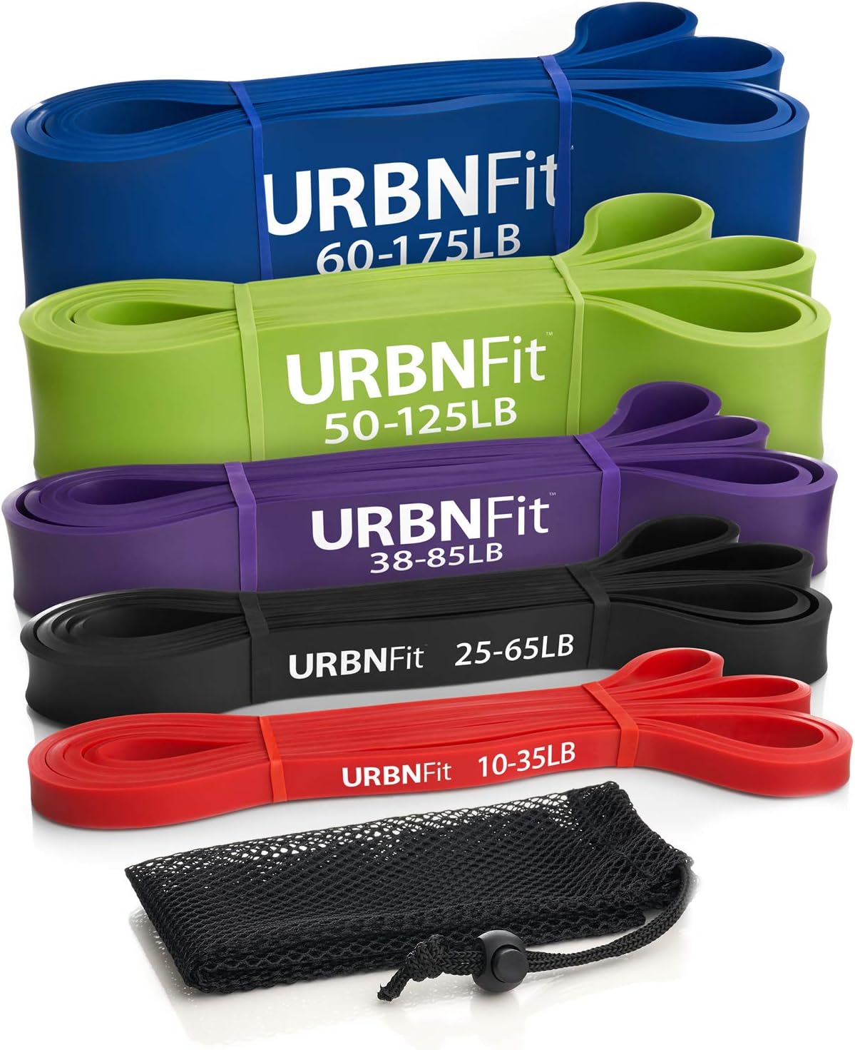 Pull Up Assist Band - Stretch Resistance Band - Mobility Band - Powerlifting Bands - Extra Durable Pull-Up (5 Band Set)