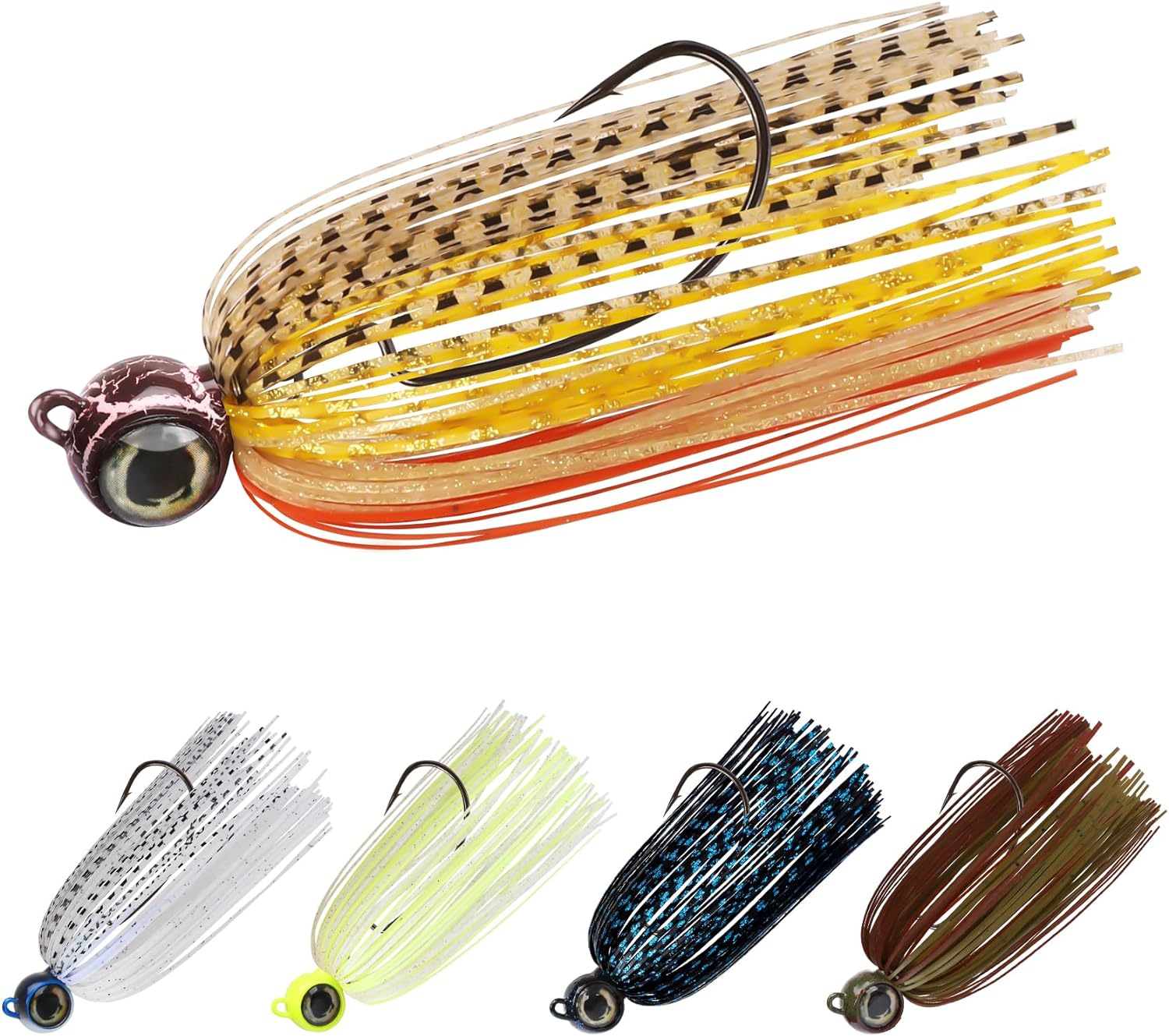 TRUSCEND Fishing Jigs with Ultra Smooth Teflon Hook, Tour Grade Titanium Weed Guard Swim Jigs, Valuable Weedless Skirted Jig, Well-Made Fishing Lures for Crappie Bass Trout, Freshwater Fishing Gear