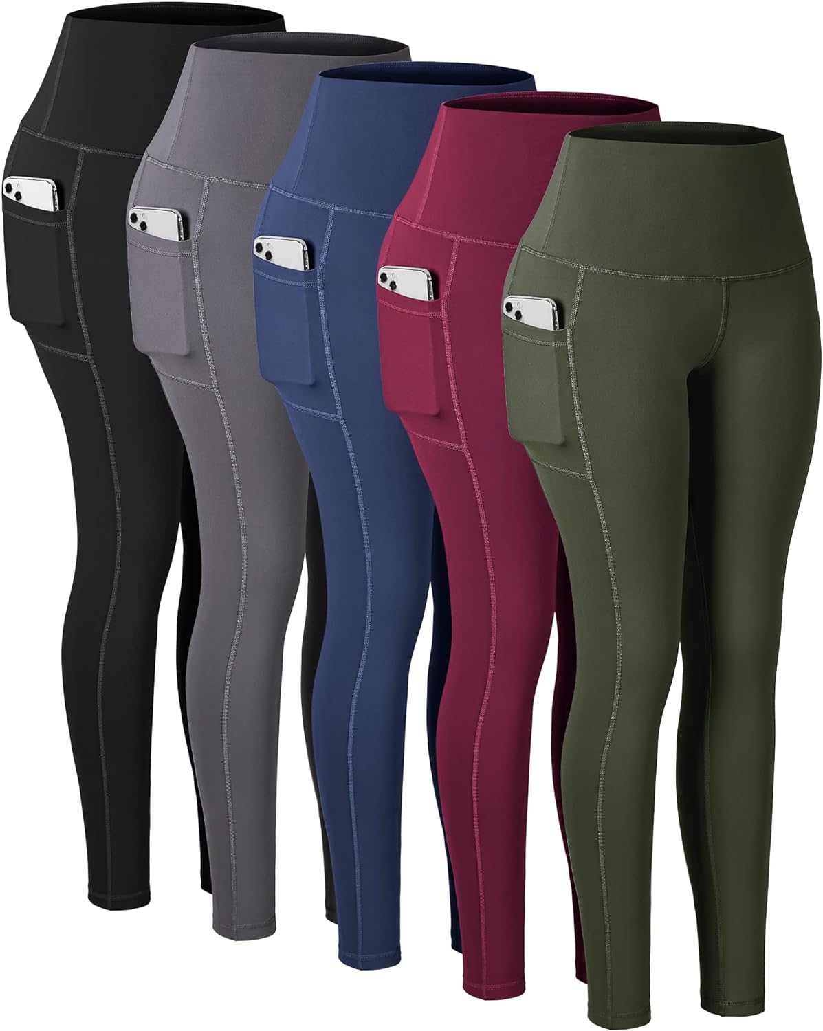 CHRLEISURE Leggings with Pockets for Women, High Waisted Tummy Control Workout Yoga Pants