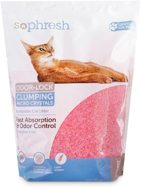 So Phresh Scoopable Odor-Lock Clumping Micro Crystal Cat Litter in Pink Silica, 8 lbs.