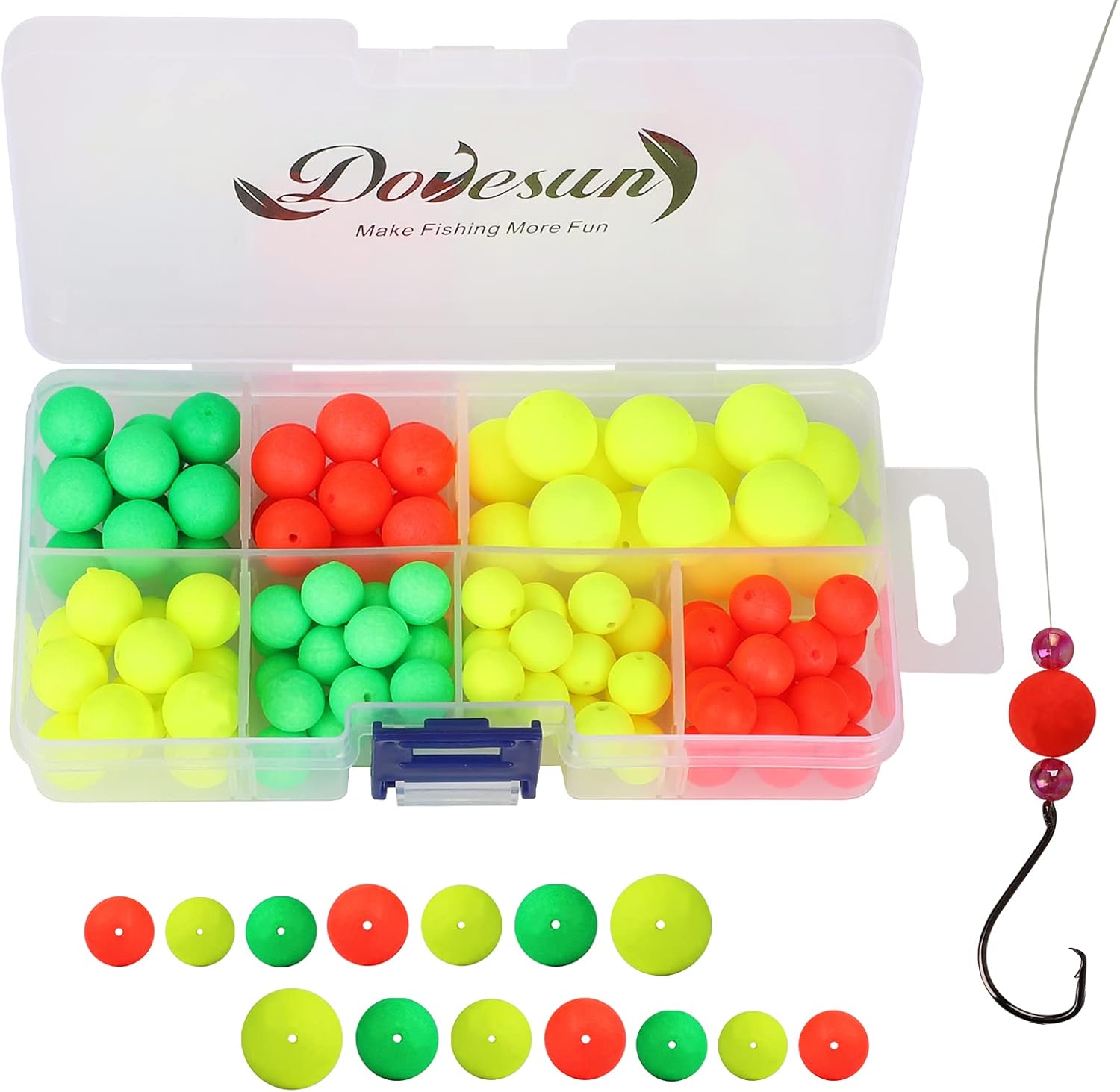 Dovesun 220/104/80/54/42/52pcs Foam Floats Pompano Rigs Fishing Rig Floats Fly Fishing Floats Bright Color Round, Bullet, Cylindrical, Spin, Pill with Tackle Box