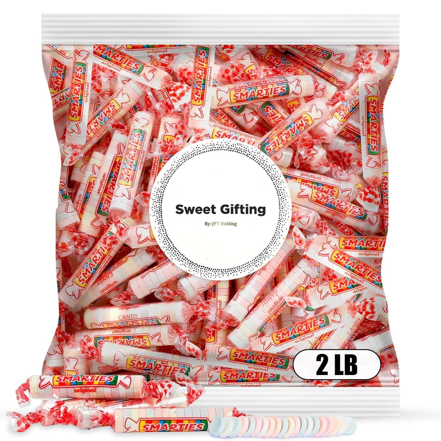 Sweet Gifting Smarties Candy Bulk | 2 Lbs Bag of Sour Smarties Individually Wrapped Sweeties Candy Family Pack | Giant Smarties Bulk Gift for Kids Birthday Pinata Goodie Bag Party Favors for Adults