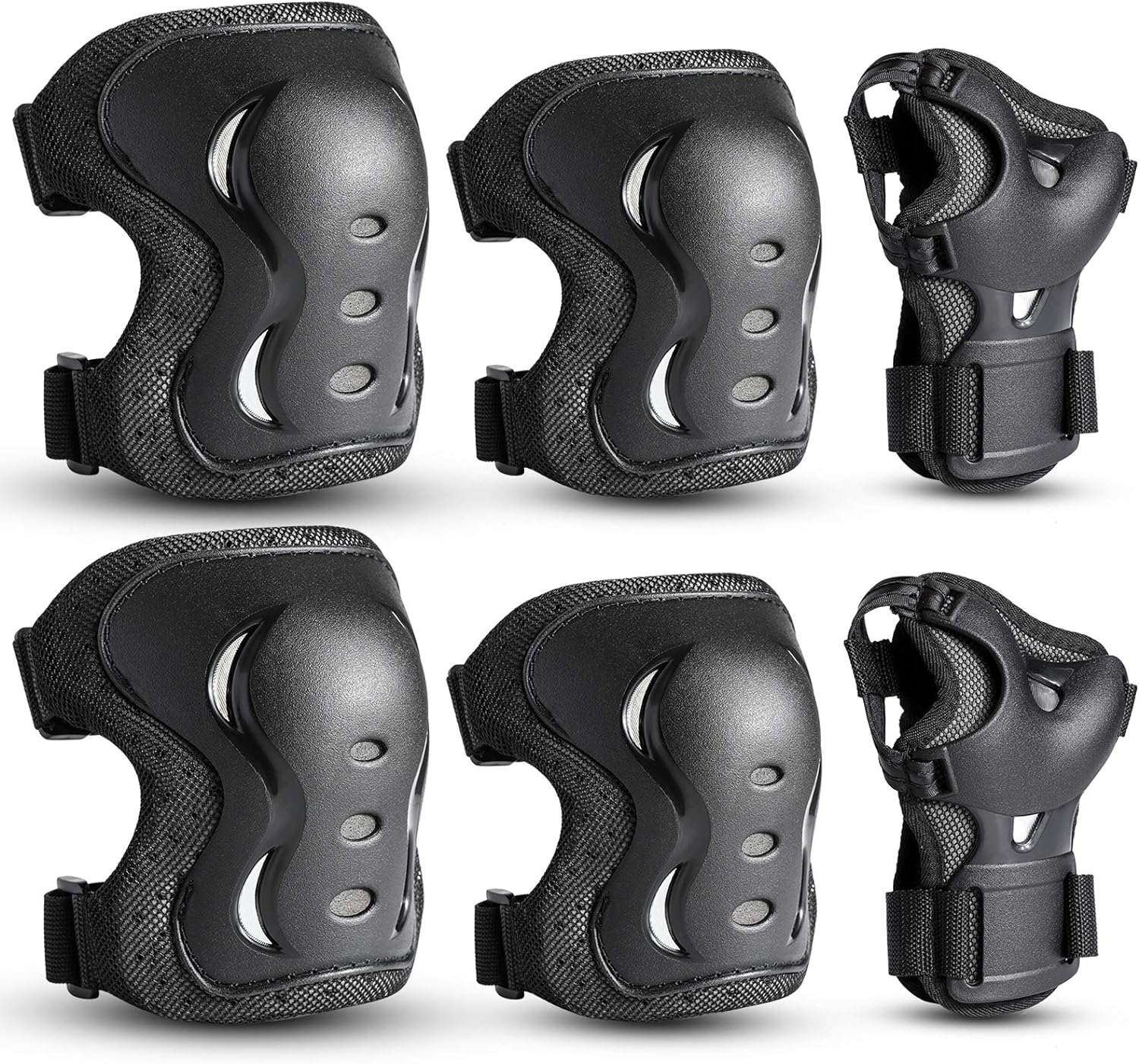 Kids/Youth Knee Pads Elbow Pads with Wrist Guards Protective Gear Set 6 Pack for Rollerblading Skateboard Cycling Skating Bike Scooter Riding Sports