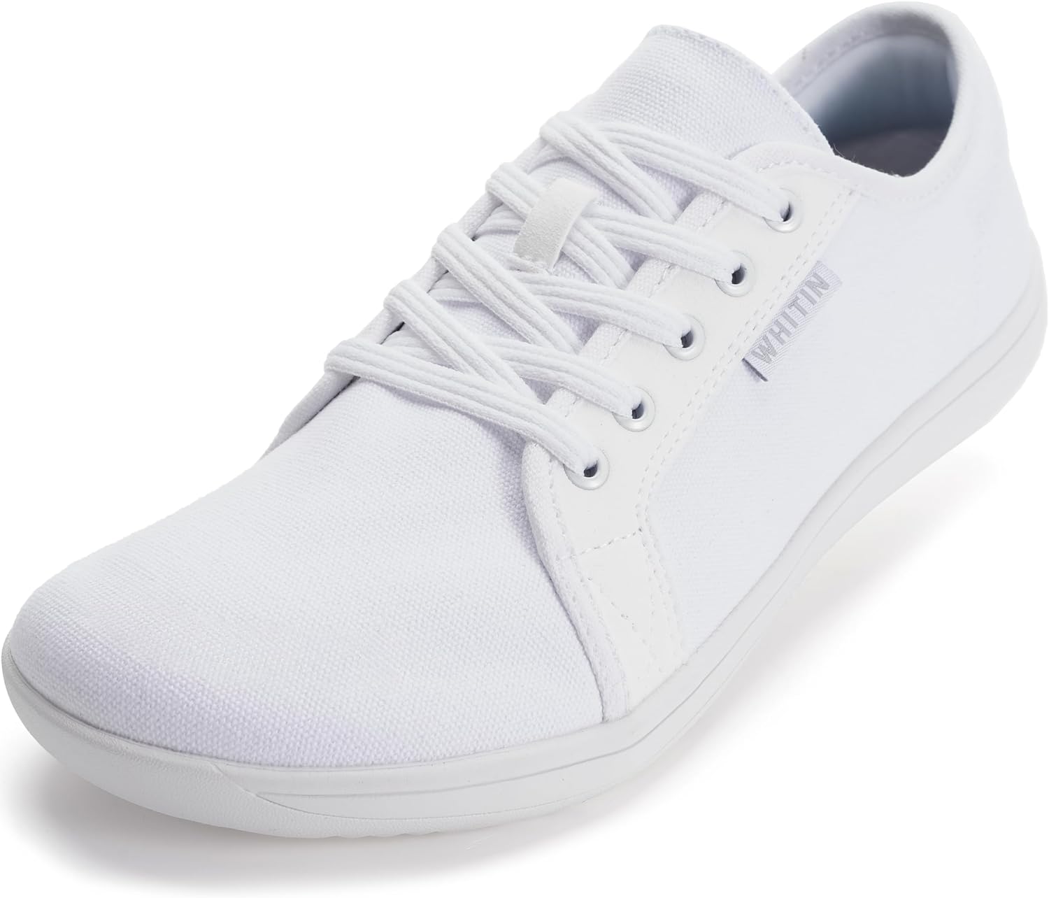 WHITIN Women's Canvas/Leather Barefoot Shoes | Wide Width Minimalist Sneakers | Classic Fit Low Top