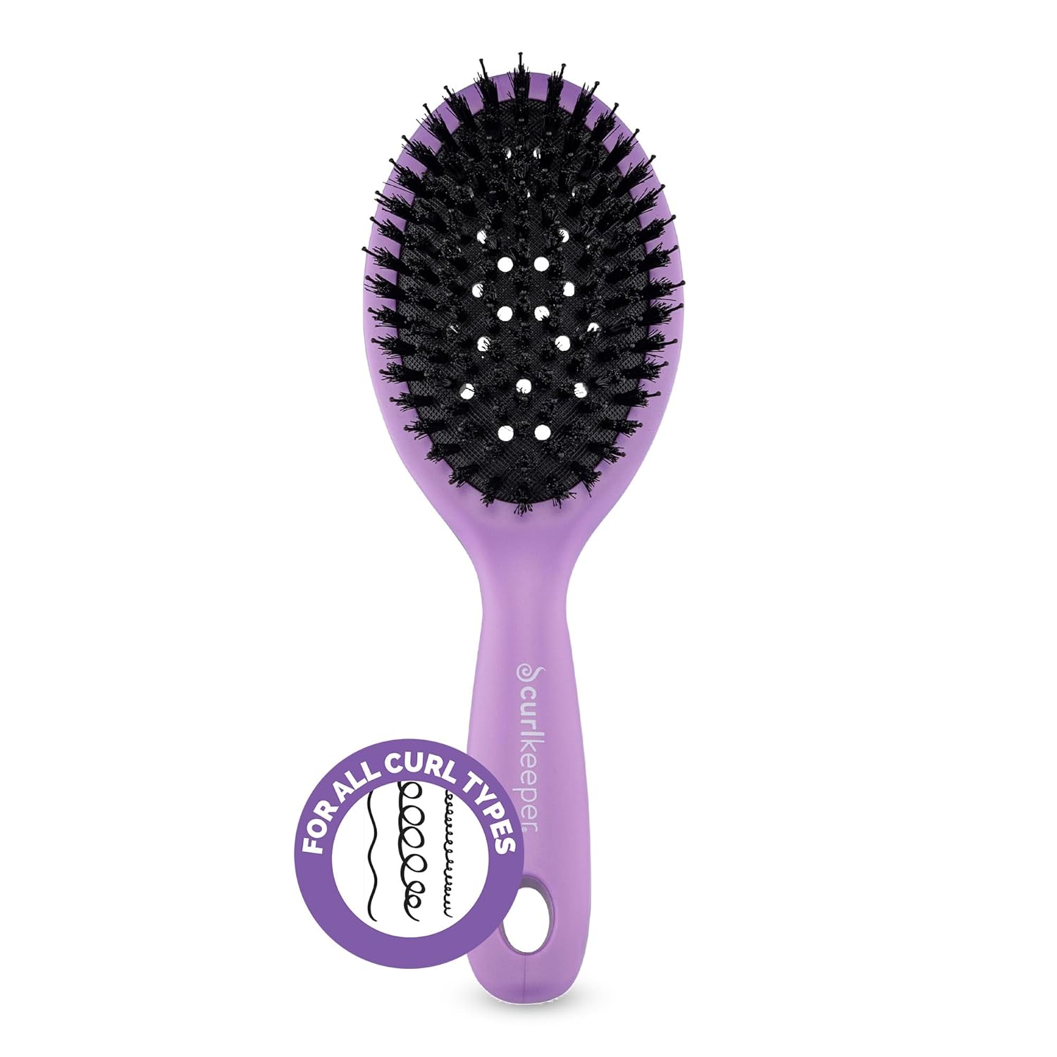 Curl Keeper Styling Brush for Curly Hair - Gently Distributes Hair Product & Natural Oils from Roots for All Hair Types - Deep Bristles Glide Through Thick & Curly Hair - Lightweight Hair Accessories