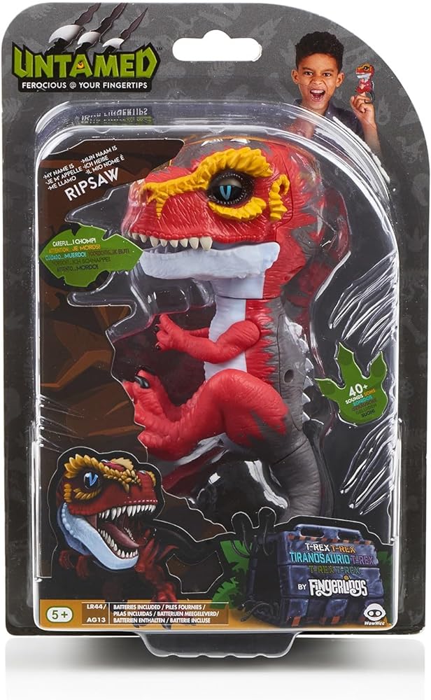 Untamed T-Rex by Fingerlings  Ripsaw (Red) - Interactive Collectible Dinosaur - By WowWee
