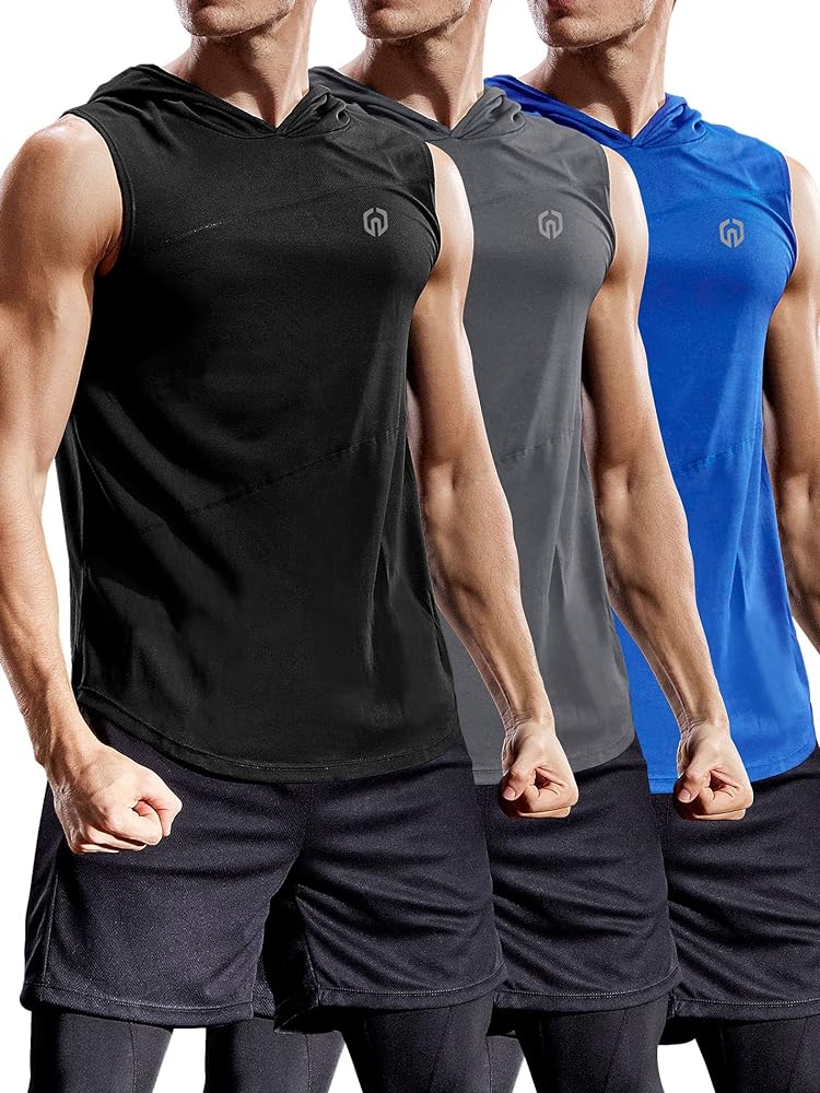 NELEUS Dry Fit Workout Athletic Muscle Tank Top Running Shirts with Hoods