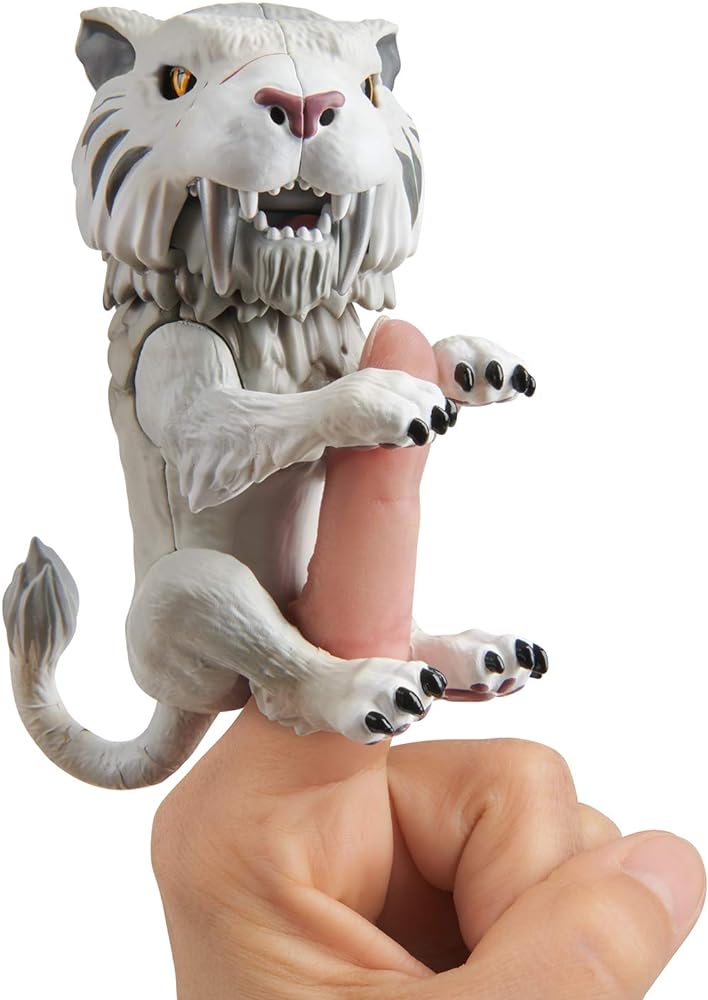 WowWee Untamed Sabre Tooth Tiger by Fingerlings  Silvertooth (Silver)  Interactive Collectible Toy