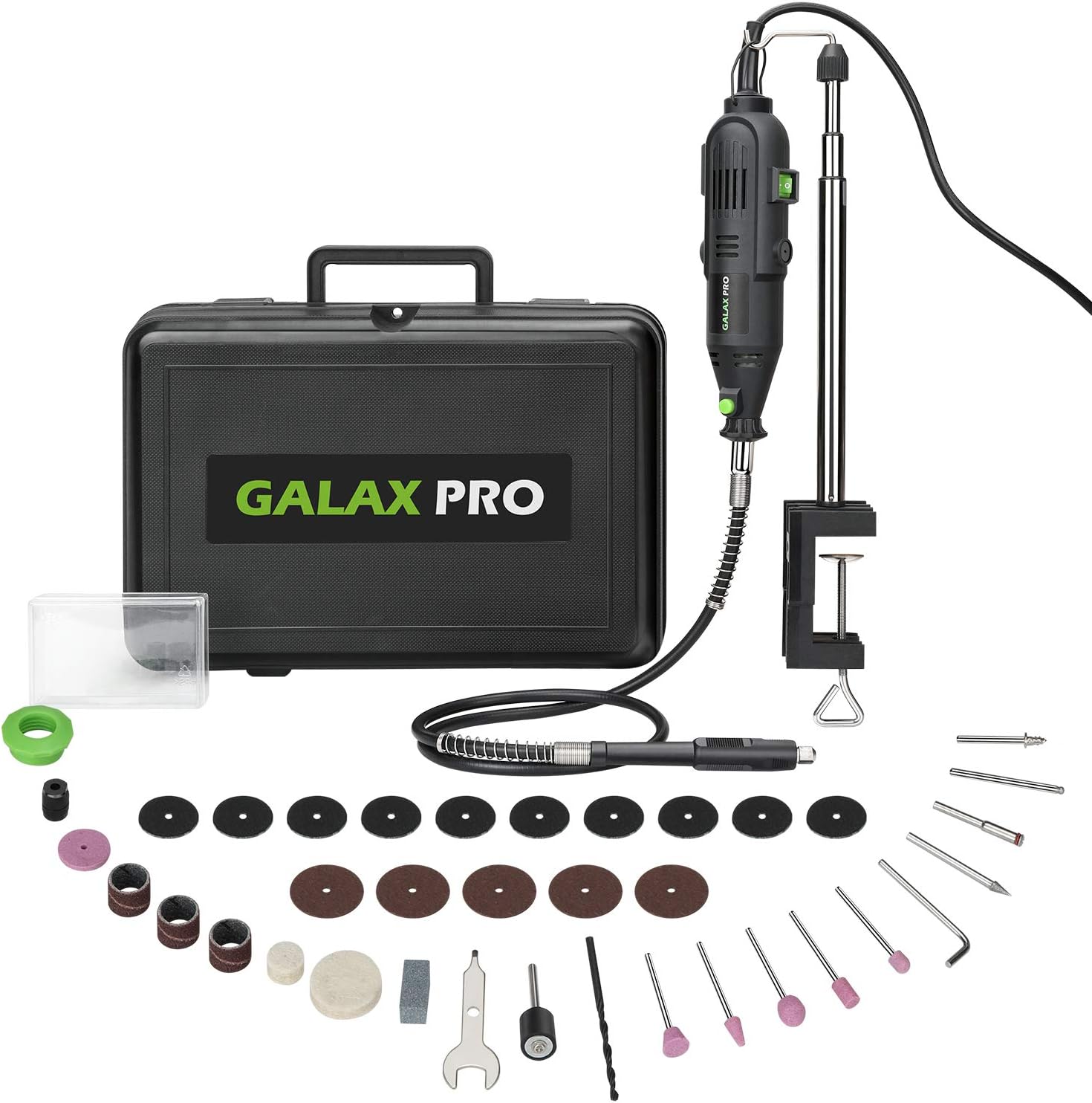 GALAX PRO 135W Rotary Tool Kit, Variable Speed 8000-32500rpm, 40 Accessories with Flex Shaft Ideal for DIY Creations, Craft Projects, Drilling, Cutting, Sanding, Polishing and Engraving