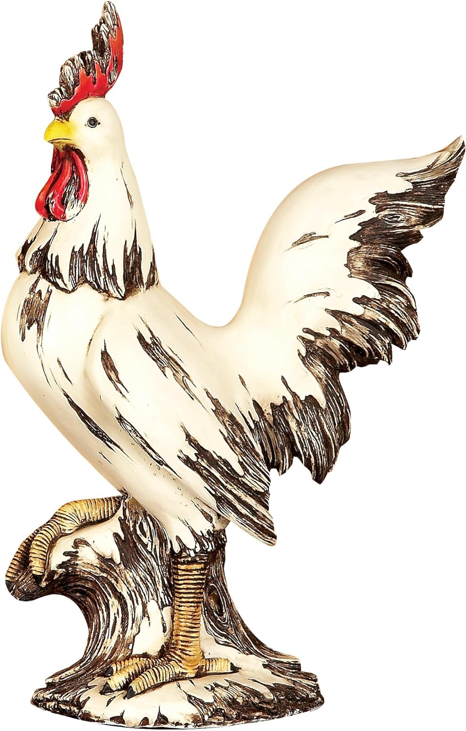 Deco 79 Farmhouse Polystone Rooster Garden Sculpture, 10" x 6" x 15", White