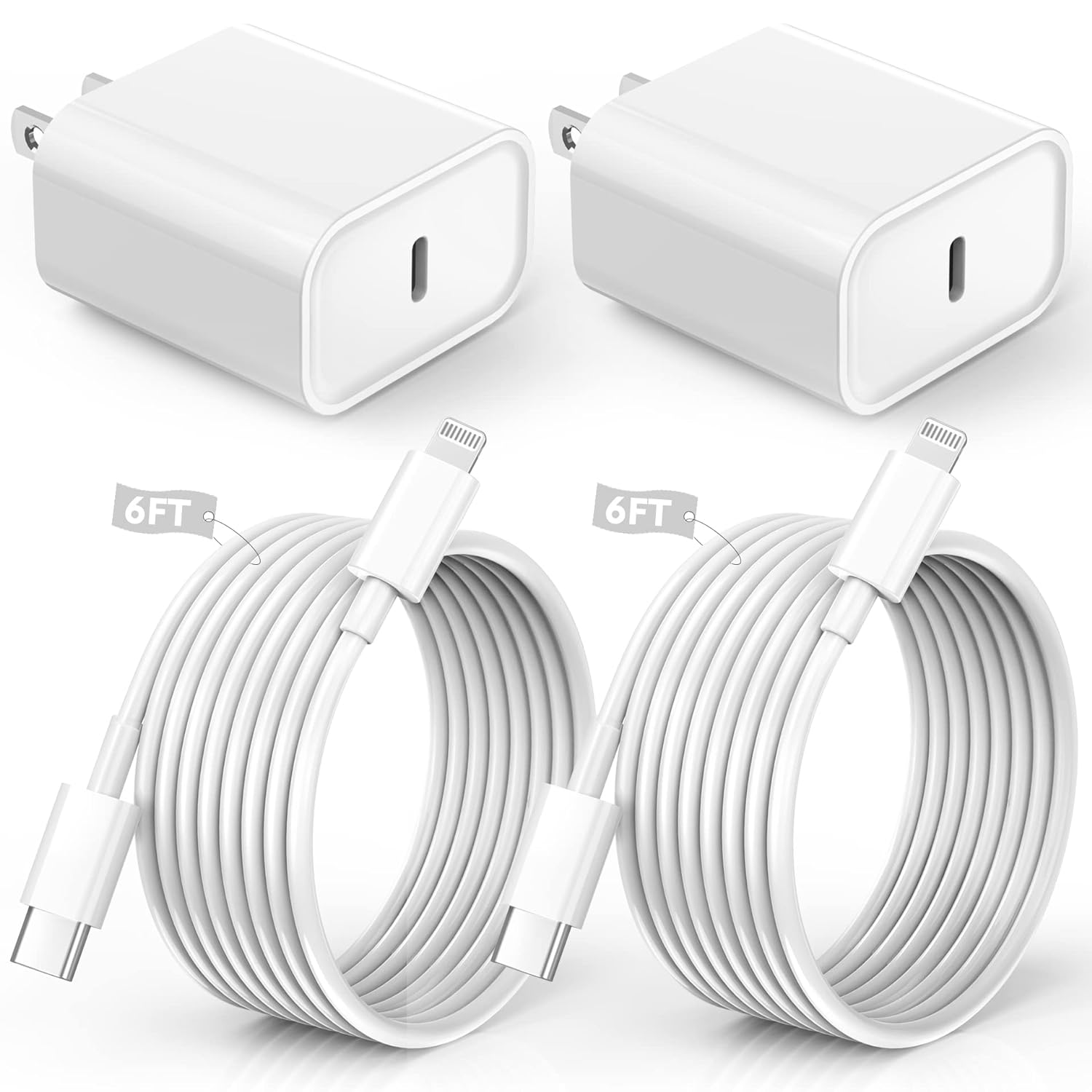 iPhone Charger Fast Charging,iPhone Fast Charger 2Pack Type C Fast Charger Block Plug Adapter 6FT USB-C to Lightning Cable Cord for iPhone 14/13/13 Pro/12 Pro/12 Pro Max/11/Xs Max/XR/X/SE,iPad,AirPods