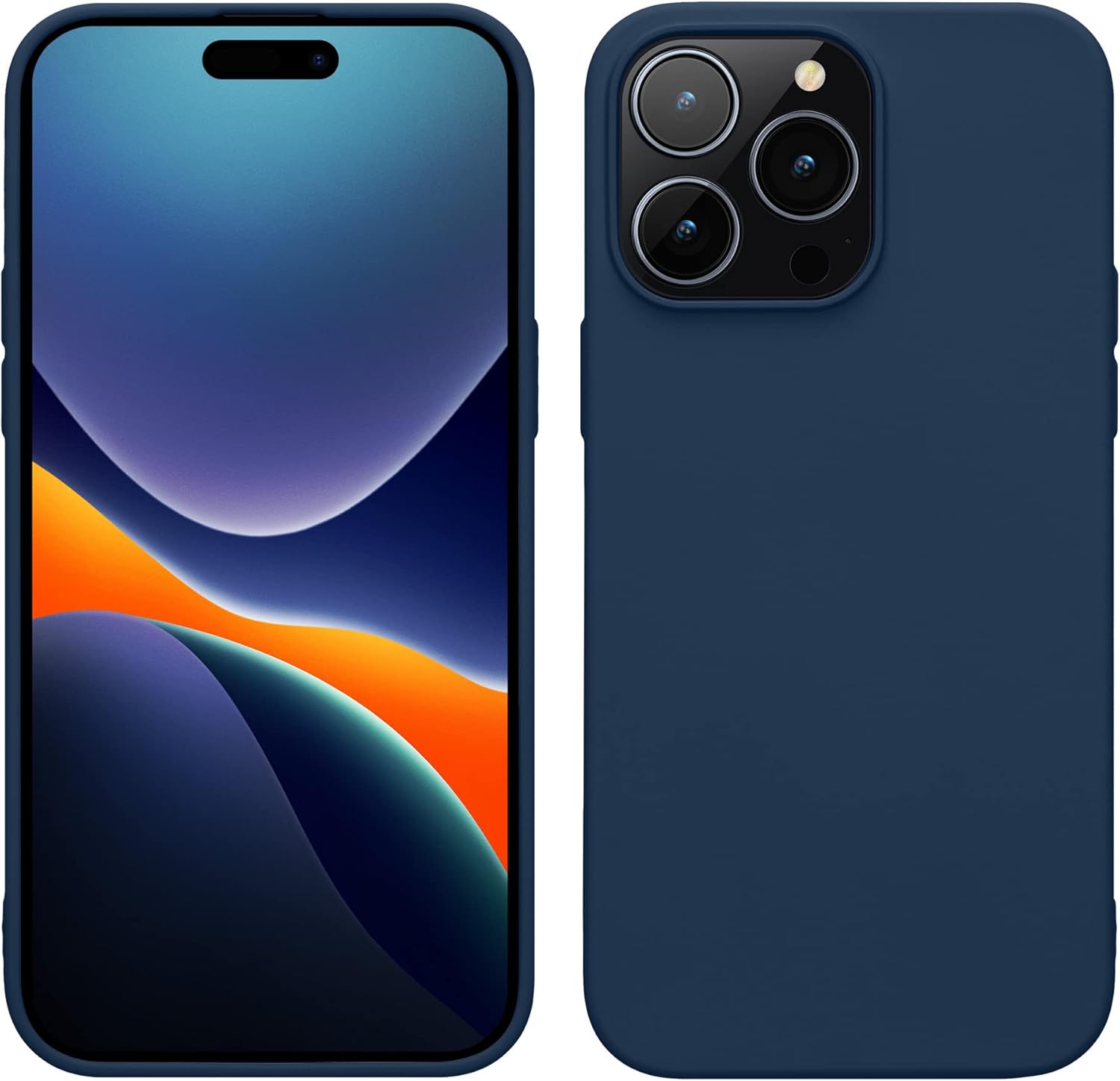 kwmobile Case for iPhone 14 Pro Max Case - Slim Protective TPU Silicone Cover - Wireless Charger Friendly - Navy Blue