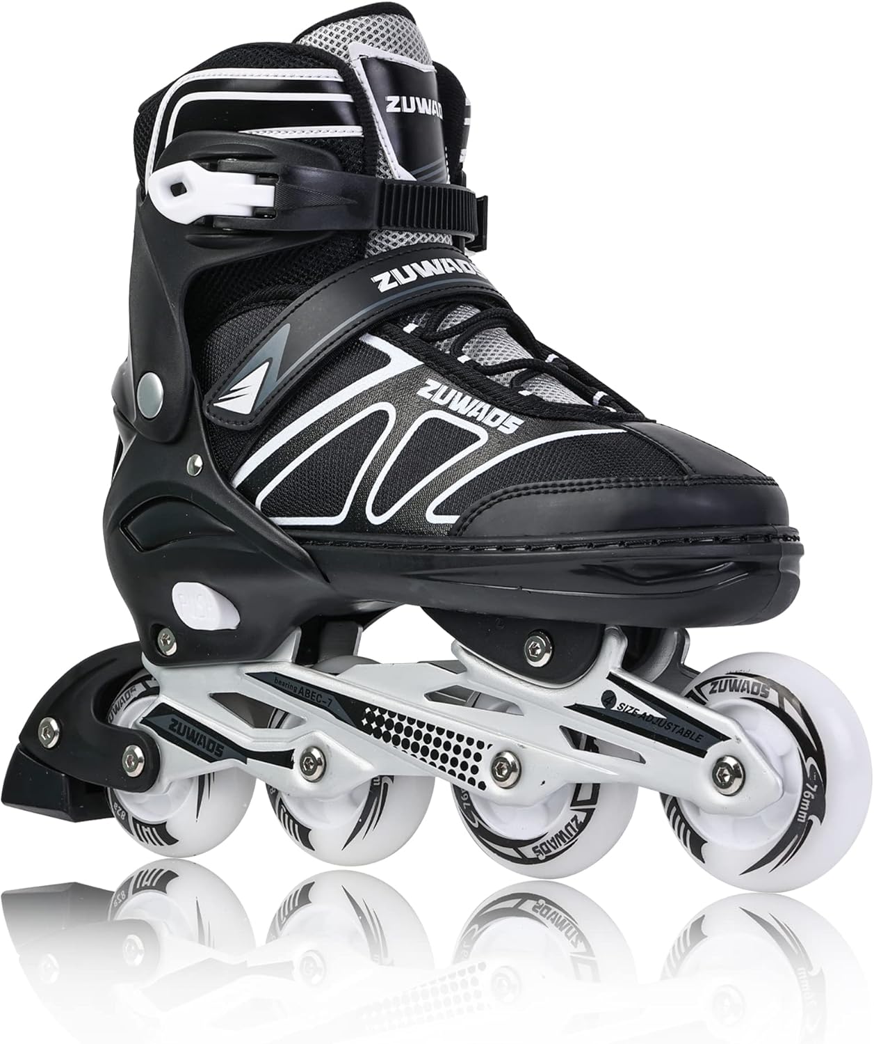 Adjustable Inline Skates for Kids and Adults, Roller Skates with Featuring All Illuminating Wheels, for Girls and Boys, Men and Women Black