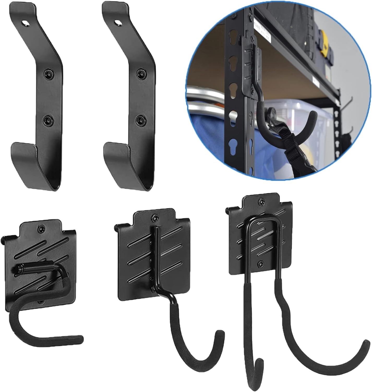 Ultrawall 5 Pack Shelving Hooks for Keyhole Shelves Organization, Utility Shelves Hooks for Clothes, Hats, Garden Tool Bags, Chainsaws, Cords, Tools Equipment