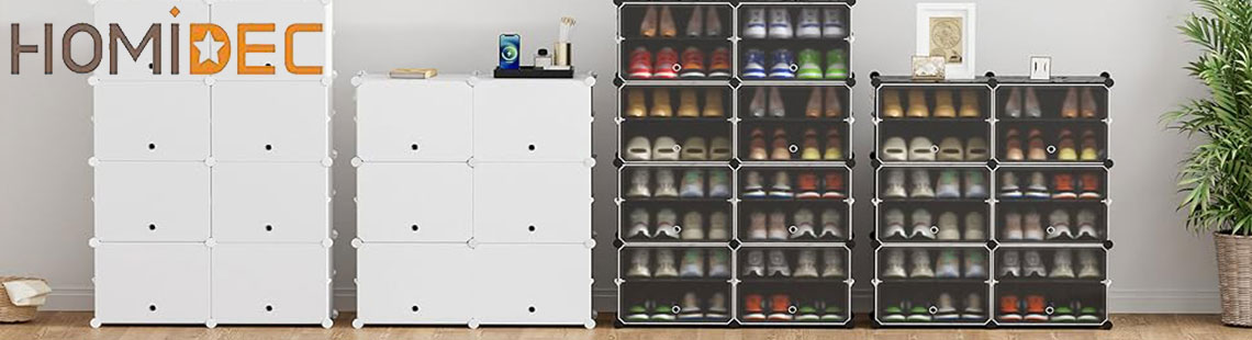 HOMIDEC Shoe Rack, 8 Tier Shoe Storage Cabinet 32 Pair Plastic Shoe Shelves Organizer for Closet Hallway Bedroom Entryway