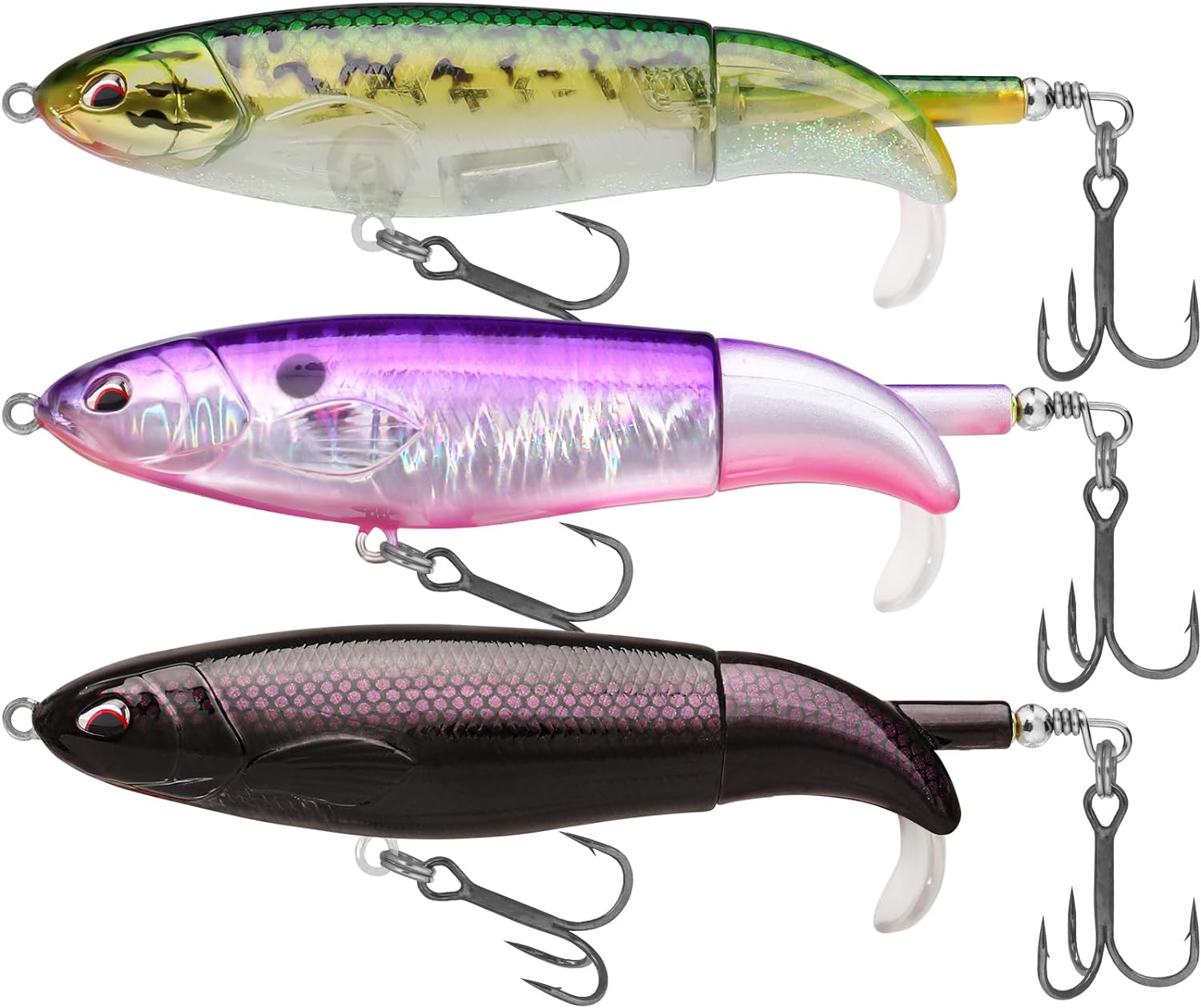 TRUSCEND Top Water Fishing Lures with BKK Hooks, Multifunction Plopper Fishing Lures for Bass Catfish Pike Perch, Topwater Bass Bait Lure with Propeller Tail, Pencil Floating Lure