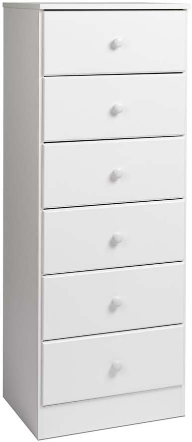 Prepac Astrid Tall White Dresser: 16D x 20W x 52H, 6-Drawer Chest for Bedroom by Prepac - Perfect Chest of Drawers for Ample Storage