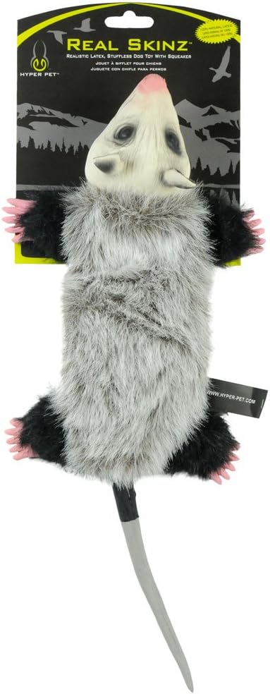 Hyper Pet 48849 Real Skinz Dog Toy, Opossum, Grey