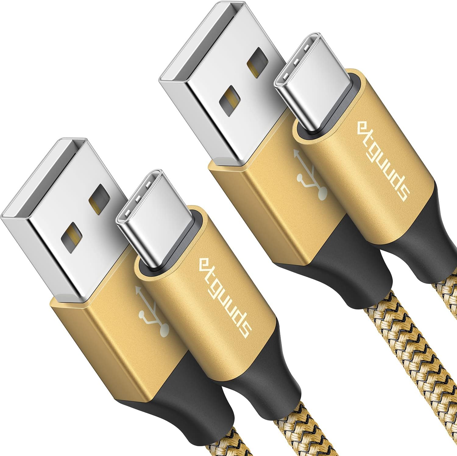 etguuds Gold USB C Cable 4ft Fast Charge, 2-Pack USB A to USB C Type Charger Cord for Samsung Galaxy A10e A11 A13 A03s A32 A52 A53, S23 S22 S21 S20 S10 S10E, Z Fold 4 3/Flip 4 3, Note 20 10 9, Moto G