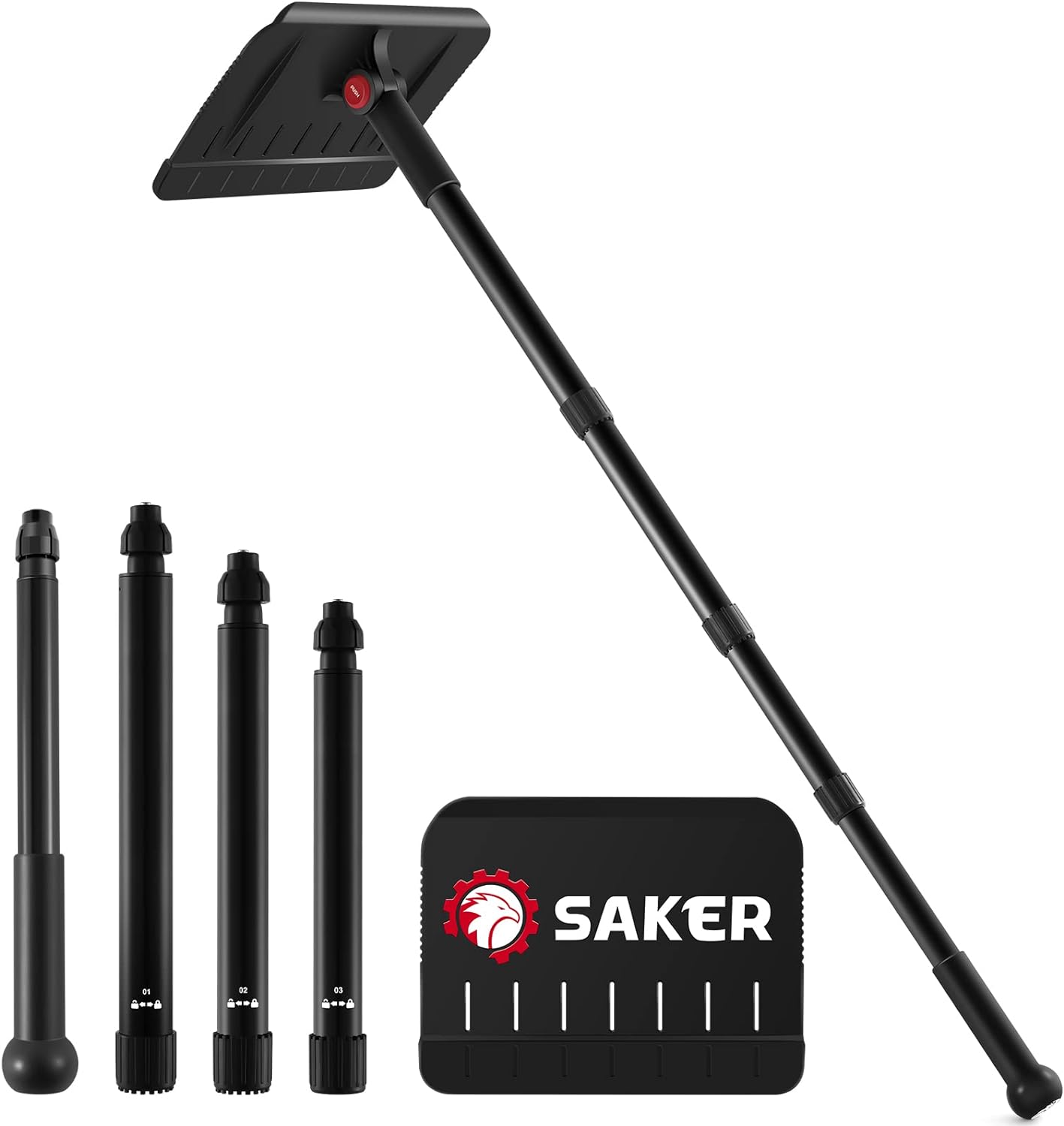 Saker Collapsible Snow Removal & Ice Scraper Kit-Extendable Ice Scraper|Extendable Grip Snow Scraper, Magical Car Windshield Ice Snow Remover Scraper Tool