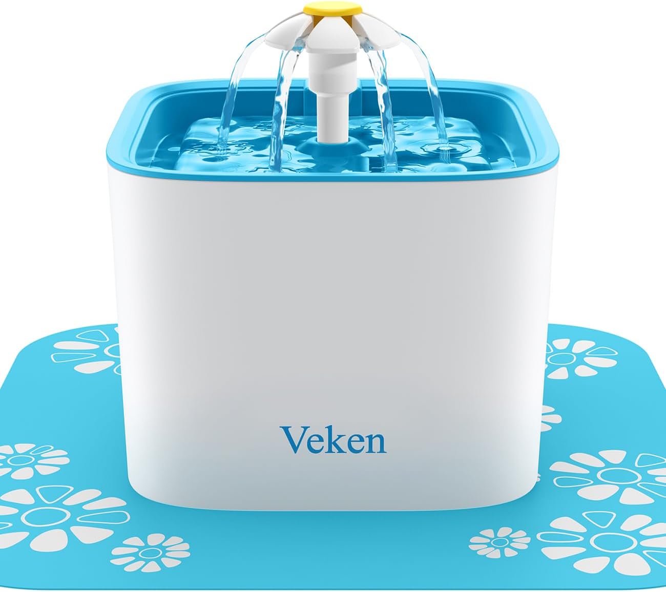 Veken+Pet+Fountain%2c+84oz%2f2.5L+Automatic+Cat+Water+Fountain+Dog+Water+Dispenser+with+3+Replacement+Filters+%26+1+Silicone+Mat+for+Cats%2c+Dogs%2c+Multiple+Pets%2c+Blue