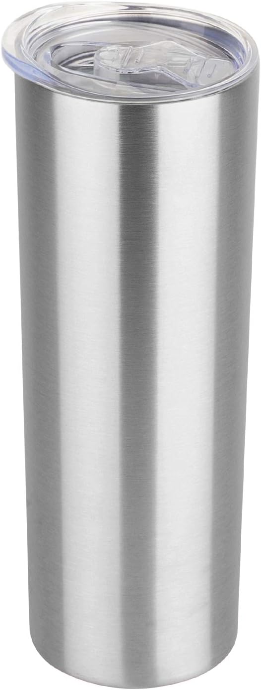 HASLE OUTFITTERS 20 oz Skinny Tumbler, Stainless Steel Insulated Slim Tumbler with Lid, Reusable Double Wall Travel Coffee Mug, Durable Powder Coated Travel Water Cup(Stainless Steel, 1)