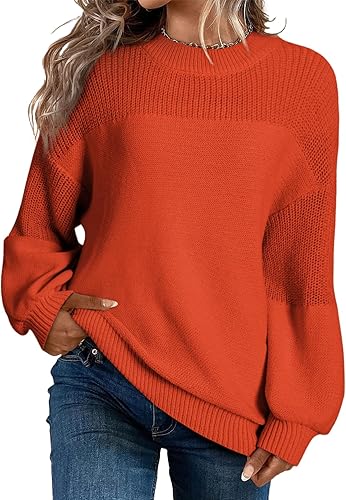 Dokotoo Women' Casual Long Sleeve Sweaters Loose Crewneck Knit Solid Pullover Sweater Jumper Tops