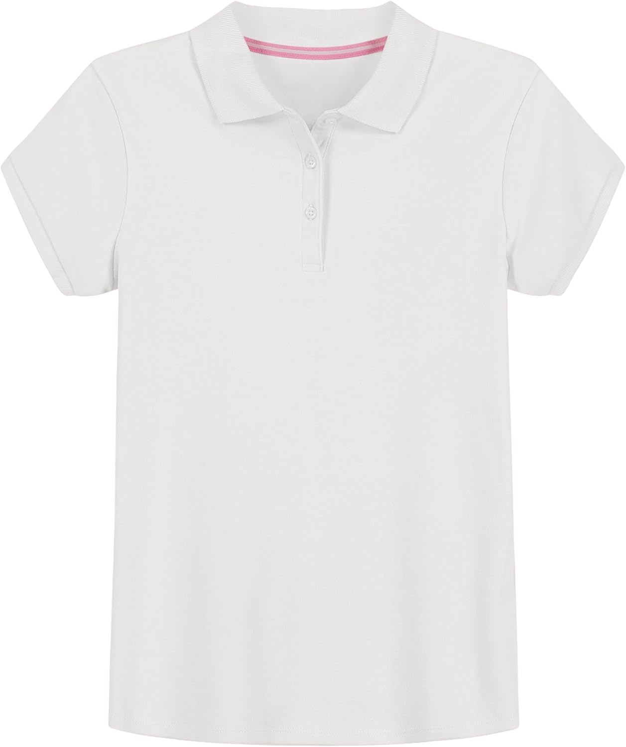 IZOD Girls' School Uniform Short Sleeve Polo Shirt, Button Closure, Comfortable & Soft Interlock Fabric