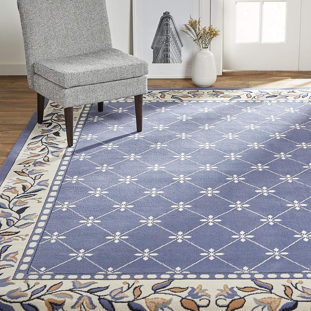 Home Dynamix Premium Aydin Traditional Diamond Floral Area Rug, Country Blue, 5&#39;2&#34;x7&#39;4&#34;