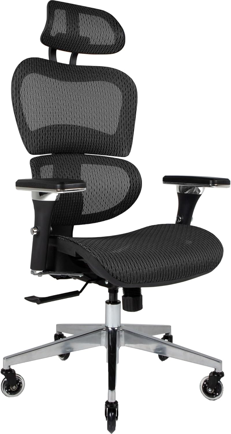 Nouhaus Ergo3D Ergonomic Office Chair Lumbar Support Mesh Office Chair with 4D Adjustable Armrest, Adjustable Headrest and Wheels, Mesh High Back Home Office Desk Chairs(Black)