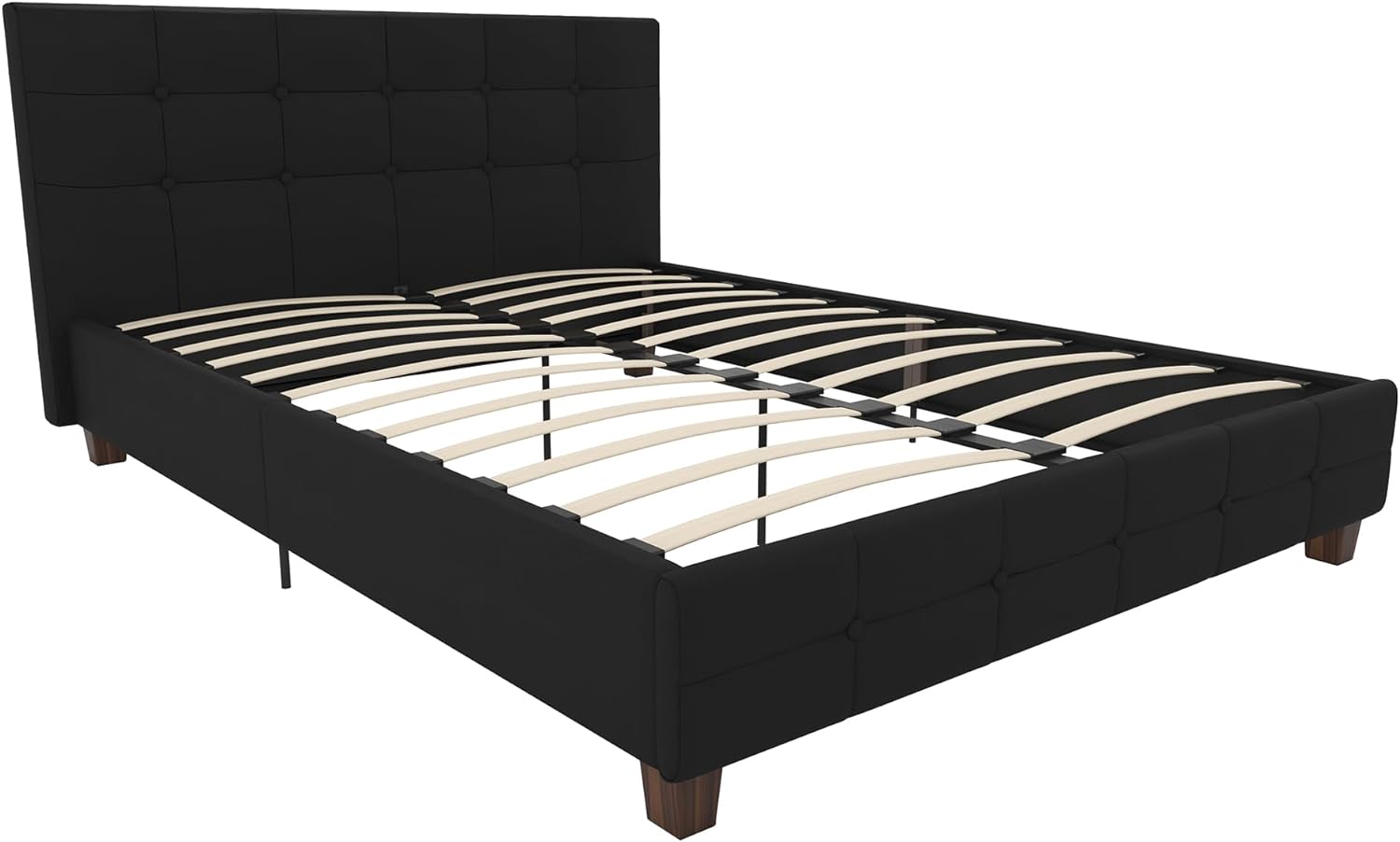 DHP+Rose+Upholstered+Platform+Bed+with+Button+Tufted+Headboard+and+Footboard%2c+No+Box+Spring+Needed%2c+Queen%2c+Black+Linen