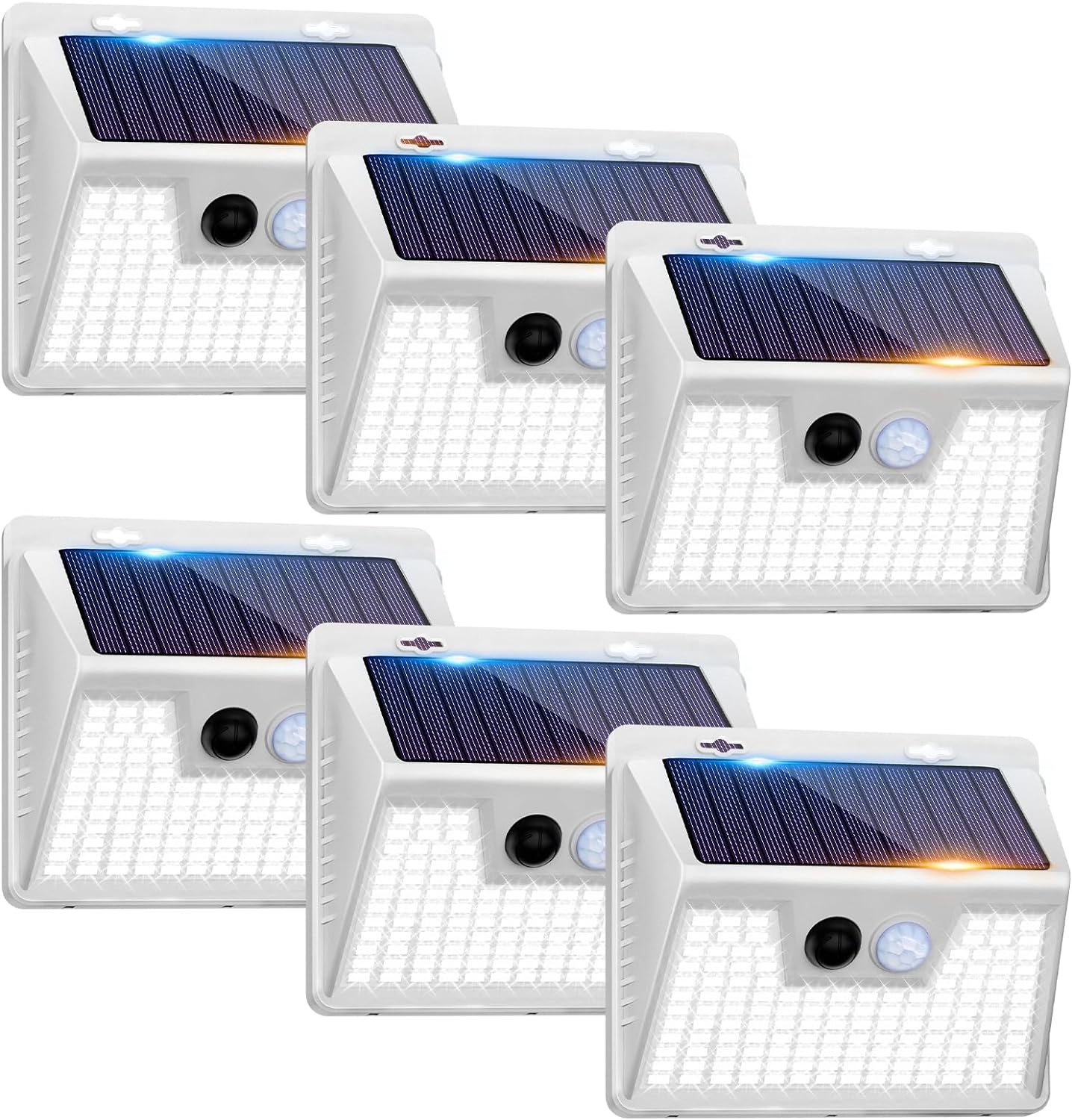 Peasur Solar Lights Outdoor Waterproof, 6Pack 140LED Ultra-Bright Solar Motion Sensor Lights, 3 Modes Solar Powered Fence Lights, Solar Security Wall Lights for Garden Yard Outside(Cool White)