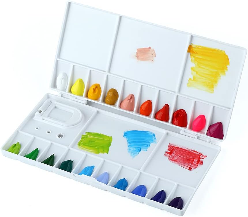 Transon 25wells Compact Paint Palette Box with Lid for Paint Color Mixing