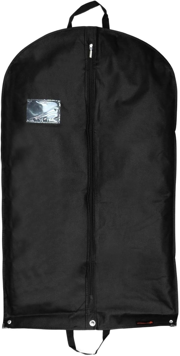 HANGERWORLD 40inch Hanging Suit Garment Bag Travel Carrier Clothes Cover with Handles, Acid Free Breathable Dust Proof Material (1 Pack, Black)