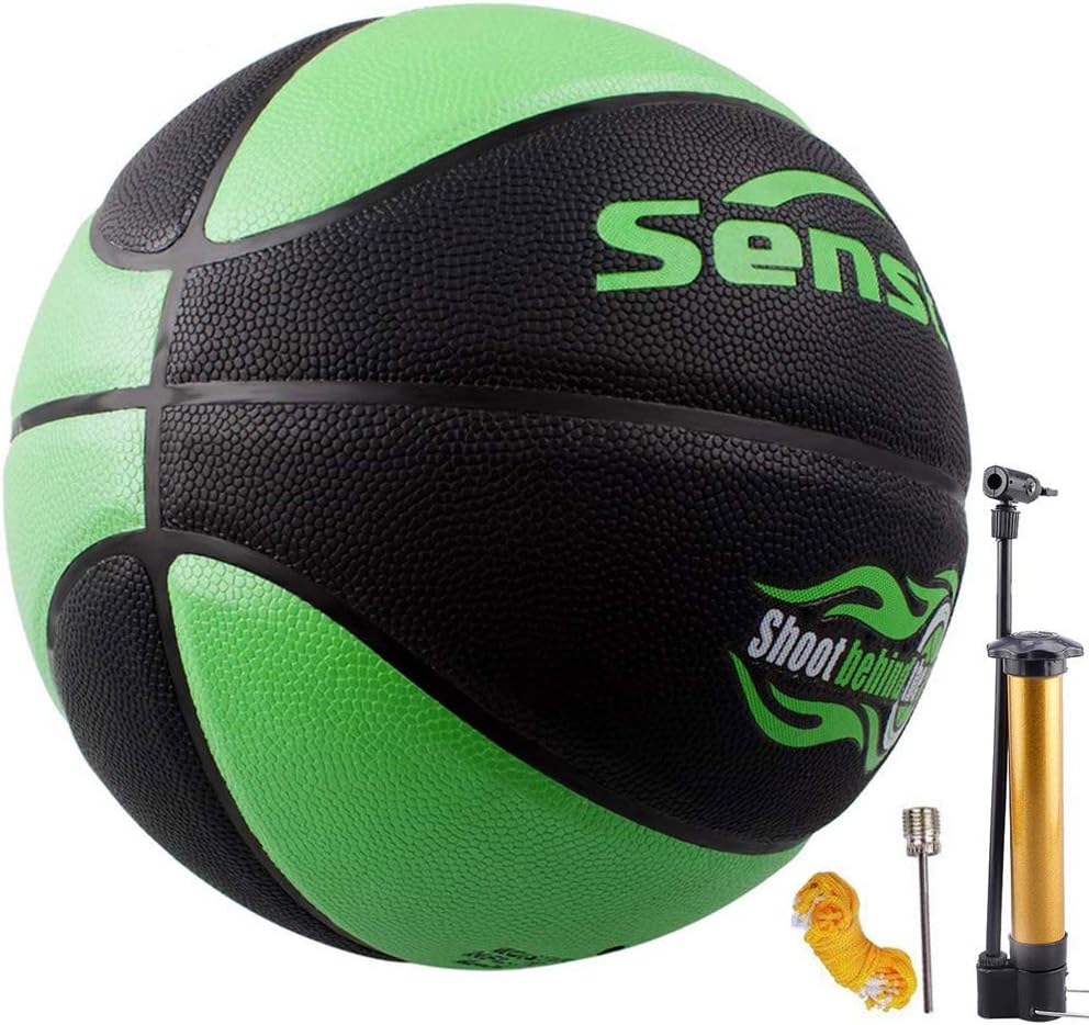 Senston 29.5/27.5 Leather Basketball Official Size 7/5 Outdoor Indoor Premiun PU Basketballs for Kids Mens with Pump