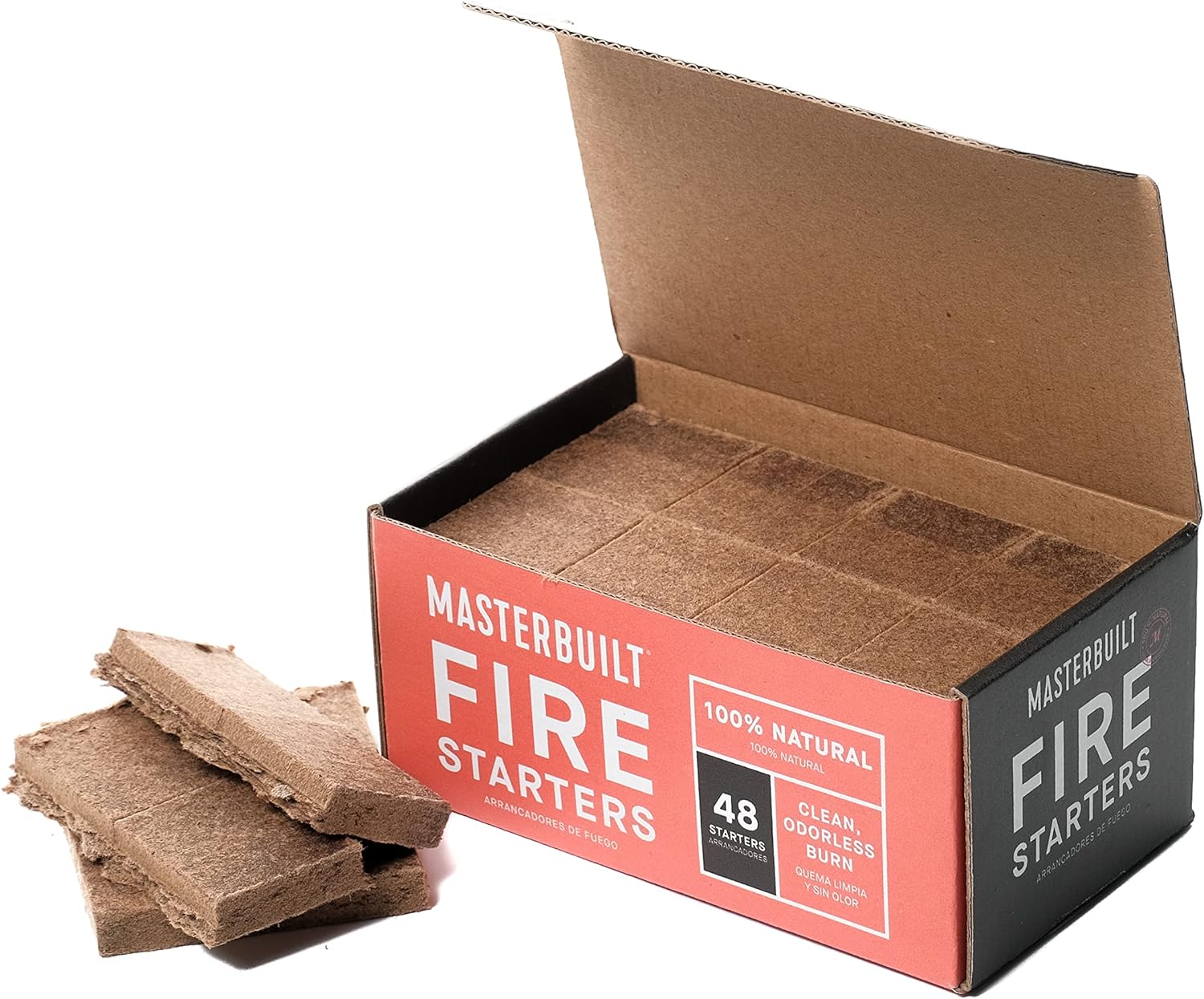 Masterbuilt Pure-Parrafin All-Natural Odorless Wax Fire Starters for Charcoal Grilling, Made for Gravity Series but Compatible with All Charcoal Grills & Fireplaces, 48-Count, Model MB20091521