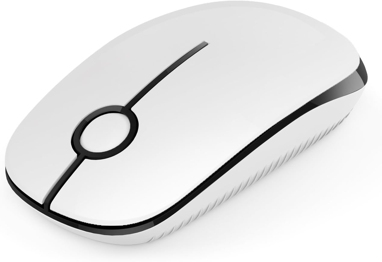 VssoPlor Wireless Mouse, 2.4G Slim Portable Computer Mice with Nano Receiver for Notebook, PC, Laptop, Computer (Black and White)