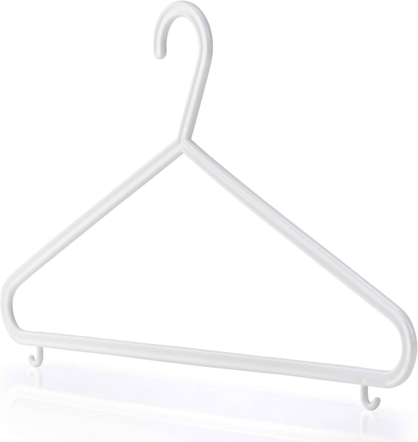 HANGERWORLD White Plastic Hangers 10 Pack - 14inch No Shoulder Bump, Slim Space-Saving Hanger